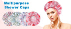 Shower Caps for Women, 4 PCS Elastic and Reusable Bath Caps, Double Waterproof Layers Shower Cap, Bathing Shower Caps, Environmental Protection Hair Bath Hat - Solid Color