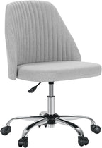 Office Chair, Comfy Desk Chair Rolling Vanity Swivel Task Chairs with Wheels, Wide Seating Armless Height Adjustable Computer Chairs for Home,Bedroom,Student,Adults, Classic Grey