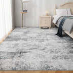8x10 Area Rugs for Living Room Rug Washable: Abstract Large Rug for Dining Room Bedroom Carpet Non Slip 8 by 10 Indoor Modern Nursery Home Office Blue Grey